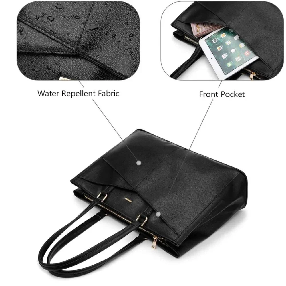 Laptop Tote Bag for Women 15.6 Inch Waterproof Leather Computer Bag